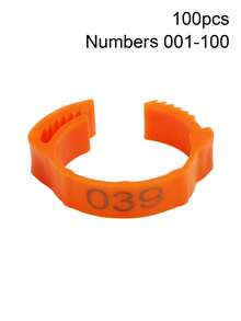 100pcs Red Blue Yellow Adjustable Chicken Foot Rings With Numbers 001-100 Reusable Plastic Identification Leg Bands Clip On Ring For Farm Poultry Chickens Ducks Geese - Multicolor - View 9
