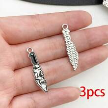 3/10pcs Halloween Gothic Enamel Charms Skull Moth Butterfly Snake Cross Poker Card Pendant For DIY Bracelet Necklace Jewelry Making Findings - Black - View 14