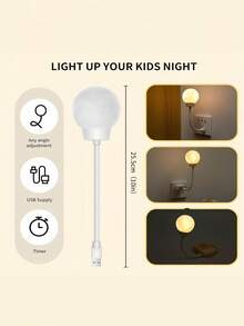 Flexible Silicone USB Powered Smart Voice Control Night Light, Cute Rabbit Design, Warm Soft Light, Adjustable Gooseneck Lamp, Suitable For Bedroom Bedside Desk Dorm Home Decor, Indoor Lighting Decorative Gift Accessory - Aaaa - View 3