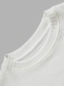 Men Autumn Winter Minimalist Ribbed Knit Top, Long Sleeve Crew Neck Slim Fit Pullover, For Daily Casual Wear - Beige - View 4