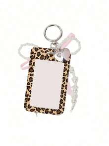 Exquisite Polka Dot ID Card Holder With Leopard Print Elements, Hanging Card Sleeve With Heart And Bow Pendant, Keychain, Delicate Girl Accessory, Work Badge Protector; No RFID Function, With Detachable Key Ring And Detachable Lanyard/Pendant - With ID Window And Card Slot, Suitable For ID Card, Student Card, Meal Card, Work Pass And Metro Access Card, Back To School Essential, Ideal Gift For Girls - Multicolor - View 14