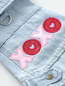 1PC 2026 New Pet Clothing Small Dog Puppy Cat Cute Embroidered Pattern Lapel Sleeveless Design XOXO Outerwear - Multicolor - View 6