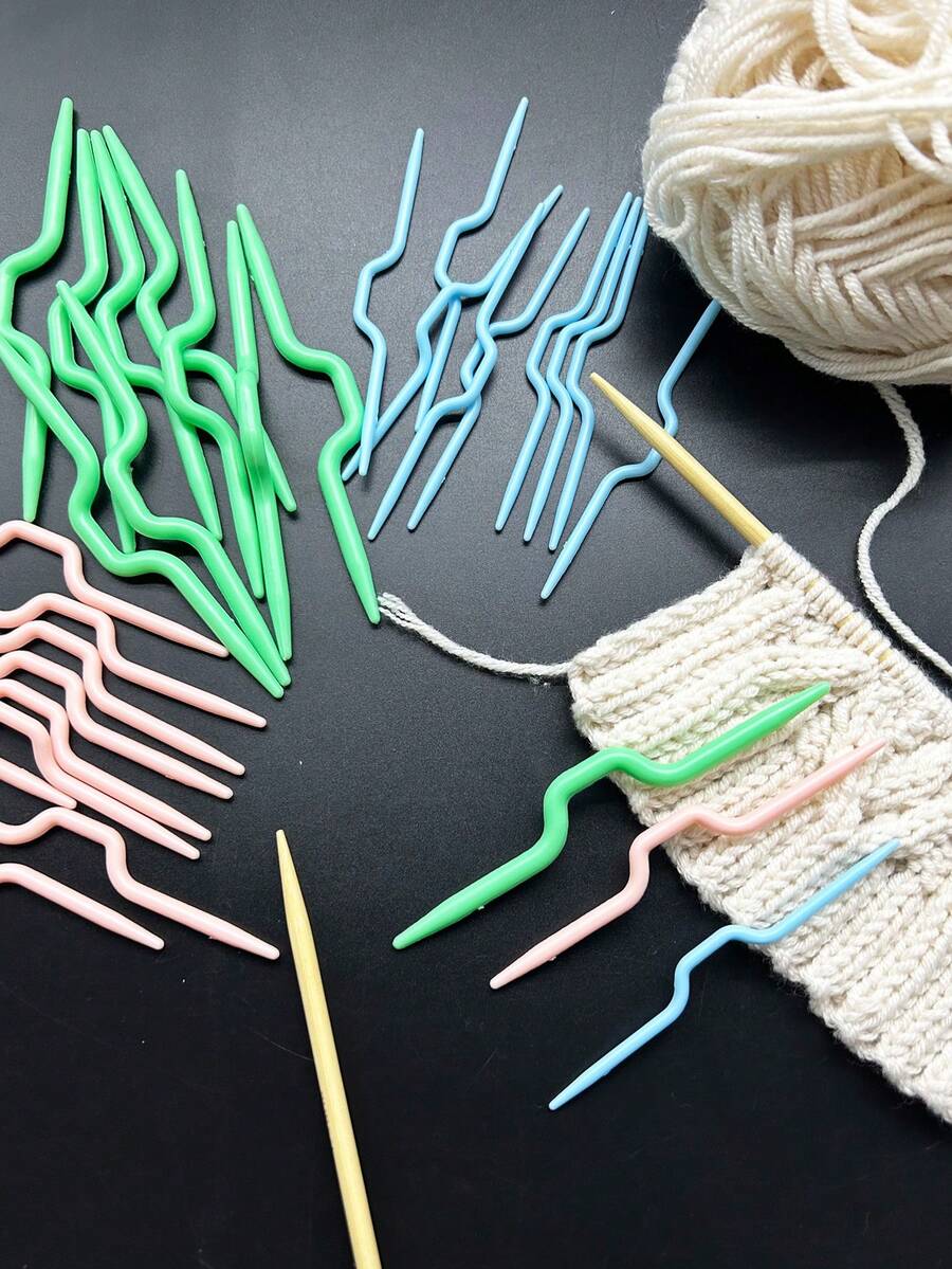 10 Sets Total 30pcs V-Shaped Cable Needles, Each Set Contains 3 Different Sizes Of Knitting Needles, Temporarily Fix Loops During Knitting, Create Cable Texture, Suitable For Sweater, Scarf Knitting, Home Yarn DIY Knitting Accessories - V-shaped Crochet Hook 3-piece Set - View 1
