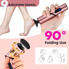 Foldable Electric Foot File, Rechargeable Handheld Foot Dead Skin Remover, 9-Speed Adjustable, Multi-Function Personal Foot Polisher, Portable Callus Removal Tool For Home And Nail Salon, Foot Care Tool For Men And Women - Multicolor - View 6