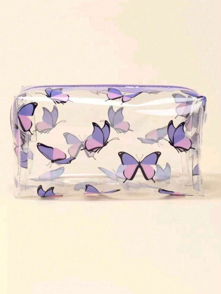 1pc/1set Butterfly Stationery Box, Large Capacity Wear-Resistant Storage, Can Store Various Pens And Stationery, Suitable For School Learning, Dormitory Organization, Bridesmaid Gift, Birthday Gift, Creative Storage Gift, Back To School Essential - A - View 1