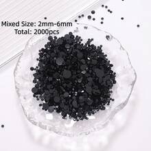 2mm-3mm-4mm-5mm-6mm Mixed Size 1440 Pieces/2000 Pieces/Pack Resin Rhinestone Color Non Heat Fixed Flat Back Adhesive Flash Foaming Rhinestone Jelly Beads For Mugs, Bottles, Rollers, Phone Cases, Handmade DIY Jewelry Accessories - Mixed Size - View 17
