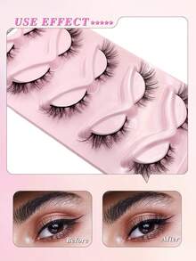 ENCHUW 5 Pairs 3D Fake Eyelashes Natural Lashes Short False Eyelashes Pack Reusable False Lashes Soft Wispy Lashes Fluffy Eye Lashes - Black - View 4