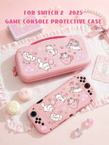 1pc Cartoon Cat Graffiti Pattern Game Console Protective Case, Compatible With Switch 2 (2025)/Switch OLED/Switch Console, Made Of Soft TPU Material Soft Shell/Hard Shell, Universal Storage Bag, No Disassembly Required, Anti-Drop And Dust-Proof, Ideal Gift Compatible With Switch Gamers - View 1