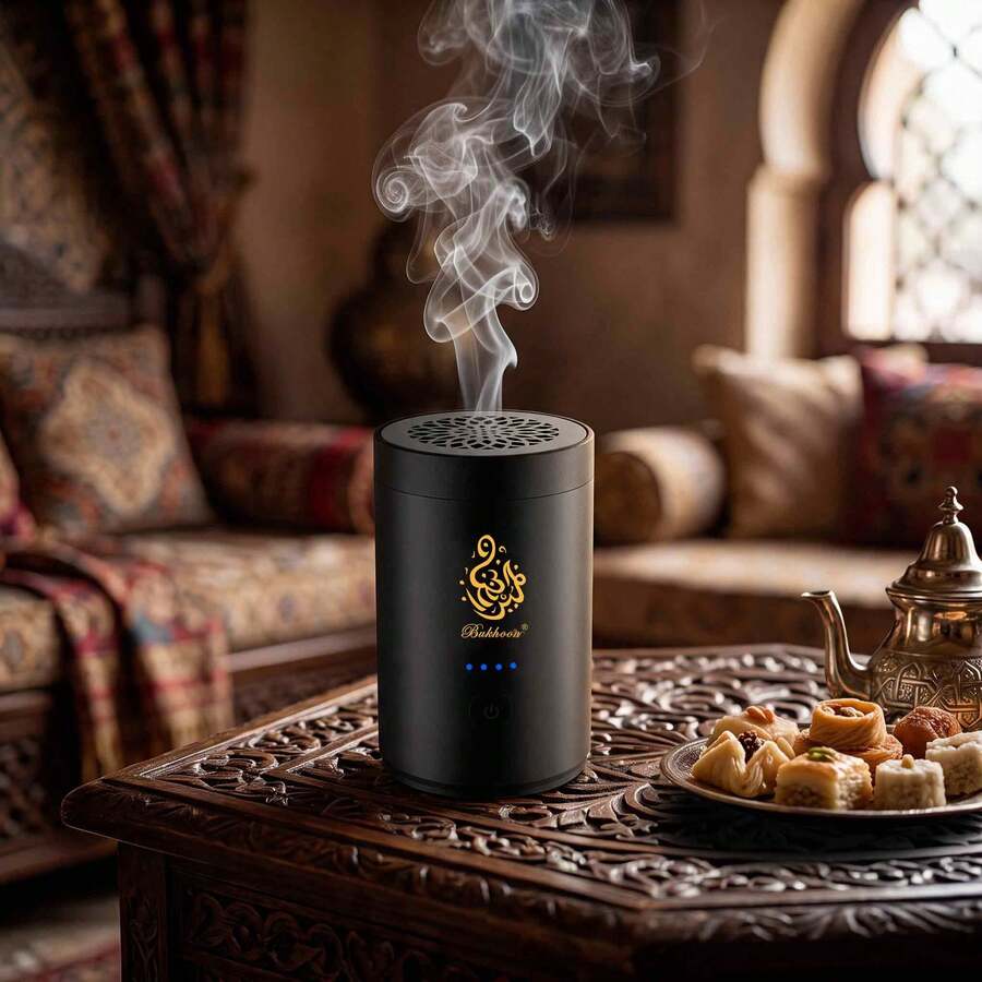 Charcoal Oud 2-In-1 Electric Incense Burner Power Display Portable Type-C Charging Bakhoor Burner For Car - Monochrome - View 1