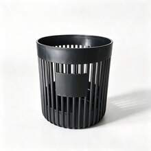 1pc Round Hollow Vertical Stripe Plastic Pen Holder, Minimalist Desktop Stationery Storage Organizer, Student Office Miscellaneous Items Storage Basket, Chopstick Holder, Back To School Essential - Multicolor - View 7