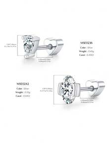 MODIAN D Color Moissanite Helix Stud 925 Plata de Ley Delicada Corona Corazón Pendientes de Tornillo para Mujer Citas Joyería Fina - Plateado - Ver 9