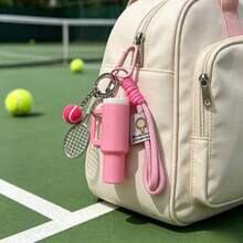This Is A Set Of Cup-Shaped And Tennis Racket-Shaped Keychains, Part Of The Fashion Sports Series. They Are Multi-Functional Key Rings, Suitable For Storing Lipstick And Other Small Items - Multicolor - View 4