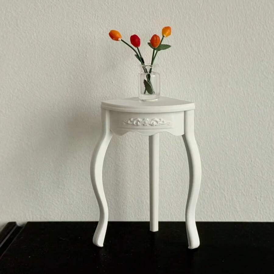 Creative 3D Printed Baroque & Rococo Style Luxurious Dollhouse Decor Home Furnishing Triangular Corner Table Ornament - Triangle Table - View 1