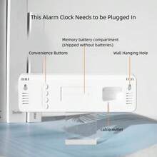 USB Powered 9 Inch Large Digital Wall Clock Temperature Humidity Week Display 4 Level Manual Brightness Adjustment Auto Dimmable Snooze Table Clock 12/24H Electronic LED Alarm Clock ---Without Battery And Plug - one-size - View 10