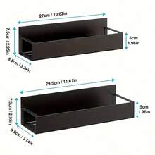 1/2pcs Magnetic Side Storage Rack Set, Suitable For Refrigerator And Washing Machine - No Drilling Required, Easy Installation, Fashionable Black Metal Texture, Wall-Mounted Spice Rack - Black - View 12