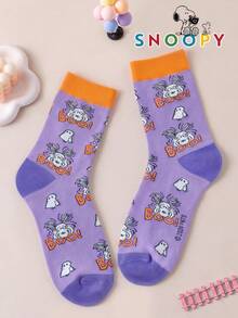1/3 Pairs Snoopy Men's Socks, Colorful Puppy Pattern Fun Mid-Calf Socks, Cute Christmas Print Socks - Multicolor - View 11