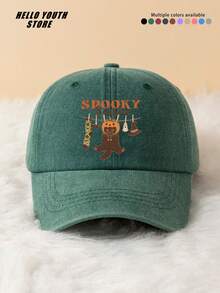 1pc Spooky Season Halloween Pattern Baseball Cap, Lightweight & Comfortable All-Season Wear, Versatile Outdoor Sports Hat, Vintage Washed Cap - Suitable For Daily Outings And Streetwear, Halloween Gift Decorative Hat - Spooky Season - View 11