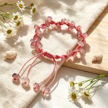 1Pc Boho Handmade Natural Crushed Crystal Bracelet Adjustable Summer Beach Dainty Stackable Bangle Wristband Jewelry Gift For Women - Multicolor - View 1