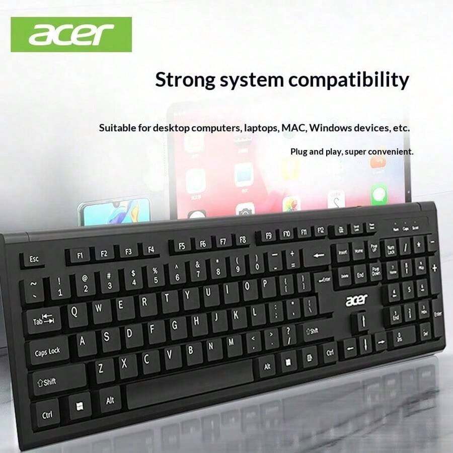 Acer OAK960 Comfortable Silent Wired Keyboard And Mouse Combo, Quiet Keys, High-Precision Optical Tracking, Ergonomic Grip, Plug-And-Play For Desktop And Laptop - View 1