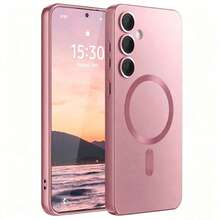 Luxury Magnetic Phone Case Compatible With Samsung Galaxy S24 S25 S22 S23 Ultra Plus S20 S21 FE Note 20 A35 A55 A05 A15, Soft TPU Material - Rose Gold - View 1