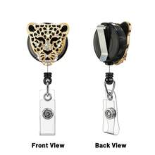 1PC/2pcs/4pcs Rhinestone Leopard Head Retractable Badge Reel Keychain, Adjustable Length, Hard Shell ID Holder Clip For Bus Card, ID Card, Work Badge, Student ID, Exhibition Pass, Event Party ID Card Holder - Leopard Head - View 14
