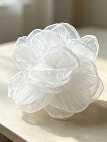 1pc Handmade French Style 20cm White Large Flower Brooch, Clothing Suit Accessory Pin, Elegant Decorative Ornament For Wedding Banquet - White - View 3