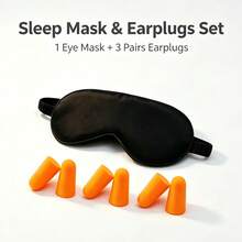 10 Pairs Soft Orange Foam Earplugs With Black Eye Mask, Promotes Quality Sleep, Quiet, Light-Blocking, Warm, Suitable For All Seasons, Eye Protection Tool, Ear Protection Tool, Soft, Comfortable, For Travel, Sleep, Noise Prevention, Noise Reduction, Sound Insulation And Ear Protection - Multi-color - View 12