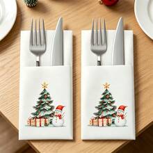 Navada 2027 New Year Christmas Home Decoration 10pcs/Bag Christmas Party Tabletop Disposable Napkins & Cutlery Set Merry Christmas XMAS - View 2