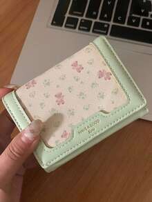 New Floral Bear Wallet, Sweet Card Holder, Minimalist Portable Student Women Gift, Korean Style Small Purse - Multicolor - View 2