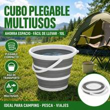 10L Collapsible Bucket For Bathroom And Home, Portable PP Plastic Wash Basin With Handle, Space-Saving Cleaning Pail, Grey And White - Gris - View 1