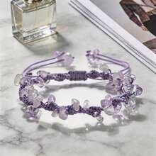 1Pc Boho Handmade Natural Crushed Crystal Bracelet Adjustable Summer Beach Dainty Stackable Bangle Wristband Jewelry Gift For Women - Multicolor - View 10