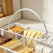 1pc Ironwork Storage Basket, Handheld Segmented Storage Bin, Desktop Snack Storage Box, Kitchen Utensil Storage Gadget, Utility Basket - View 2