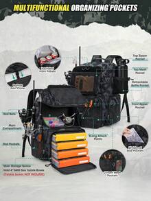 NEWHEY 45L Fishing Backpack With Rod Holder And Rain Cover, Large Capacity Waterproof Fishing Gear Bag, Can Store Fishing Equipment - Multicolor - View 4