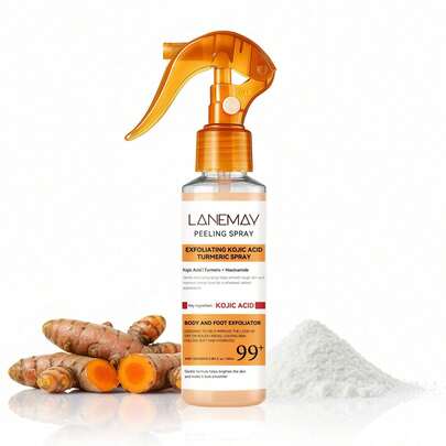 100ml Bruma exfoliante con ácido salicílico y cúrcuma, para rostro y Body, contiene niacinamida, elimina suavemente la piel apagada, mejora la aspereza, ilumina el cutis, apto para todo el Body