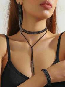1pc Gothic Style Y-Shaped Long Tassel Multi-Layer Necklace, Women's Fashion Party Accessory, Suitable For Daily Wear - Layered Tassel Necklace - View 16