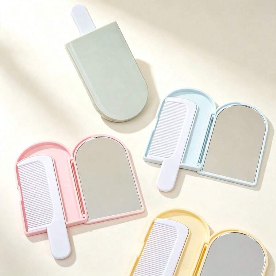 1 buah Sisir Cermin Es Krim 2-in-1 Cermin Genggam, Sisir Cermin Rias Kartun Lucu untuk Anak Perempuan, Cocok untuk Penggunaan Sehari-hari, Portabel, Hadiah Tahun Baru - Beraneka warna - View 1