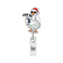 1pc Christmas Goose Acrylic Retractable Badge Reel, Funny Goose ID Holder Gift For Healthcare Workers - A - View 16