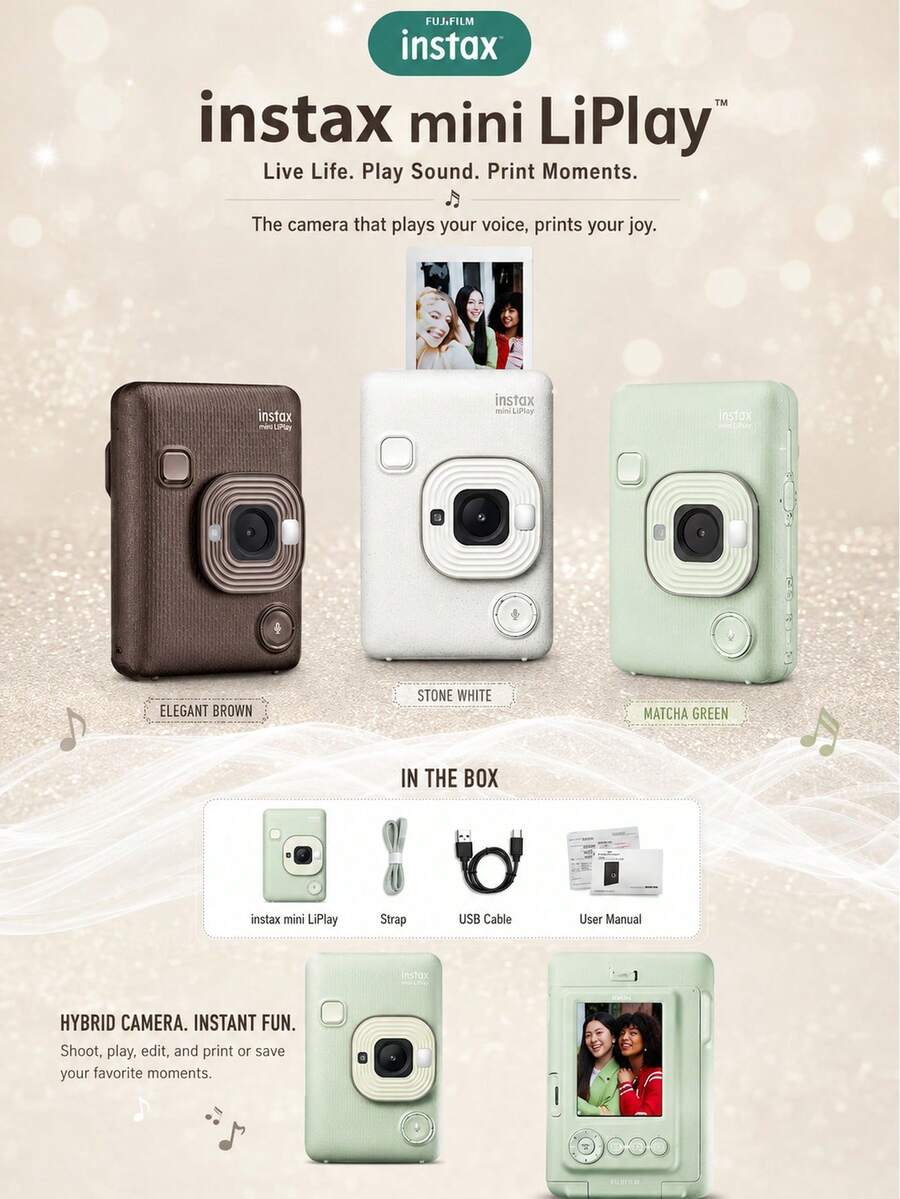 FujiFilm Mini LiPlay Digital Instant Camera, Phone Bluetooth Direct Connection Printing + Voice Recording QR Code Postcard, Anti-Waste Selfie Gadget - View 1