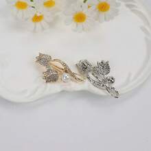 1pc Rose Faux Pearl Brooch Unique Design Pin/Brooch Suitable For Daily Clothing Matching And Gift Giving - Rose - View 2