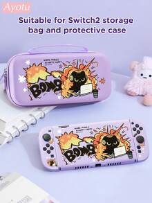 Ayotu Suitable For 2025 New Switch 2 Cartoon Black Cat Theme Game Console Shell And Accessories, Set Includes Protective Case, Storage Bag, Joy-Con Controller Protective Cover And Other Various Style Accessories, Ideal Choice For Back To School Gift. - View 12