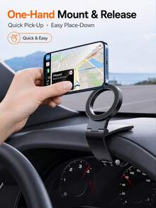 Magnetic Car Phone Holder, Foldable Dashboard Clip Phone Mount, N52 Strong Magnetic Hands-Free Phone Holder, Suitable For Car Sun Visor, Steering Wheel, Compatible With MagSafe - A - View 6