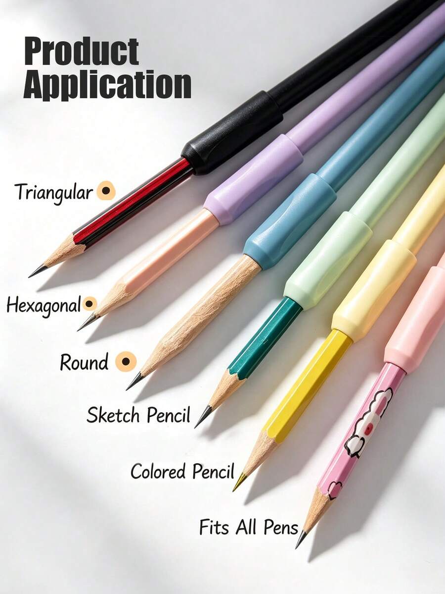 Macaron Color Pencil Extender, Student Pencil Holder, Sketching Colored Pencil Sleeve Extension Bar, Art Student Grip Tool, Back To School Essential - Multicolor - View 1