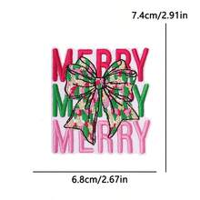 1 Pc Western Country Christmas Embroidered Iron On Patch, Cowboy Rodeo Santa Xmas Tree Cactus Pink Truck Car Bow Applique, Sew On Decor Patch For Denim Jacket Jeans Backpack Hat, Festive Holiday DIY Clothing Craft Gift - Multicolor - View 11