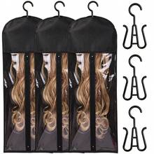 1/3 Set Non-Woven Fabric Wig Storage Bags With Hooks And Transparent Windows - Dust-Proof Portable Wig Care Storage Bags, Suitable For Hair Extensions And Travel, PVC Dust-Proof Cover Wig Storage Bags, Can Be Hung On Hangers - Durable Multi-Wig And Accessories Storage Bags, Halloween - View 2