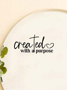 Created With A Purpose Mirror Wall Sticker Cross Double Hearts Faith Decal - A - View 4
