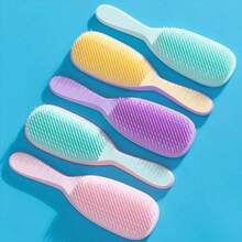 1/2pcs Soft Bristle Hair Comb‑Painless Dry & Wet Use, Suitable For All Hair Types Straight Curly Thick Fine, Anti‑Static Gentle Scalp Massage, Anti‑Tangle Styling Comb, Macaron Color For Women Children Men - Multicolor - View 4