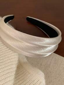 1pc Fashionable High-End Wide Satin Headband, Simple Stylish Headband, Women's Accessory, Hair Tie, Hair Accessory Suitable For Gift Giving - Multicolor - View 4