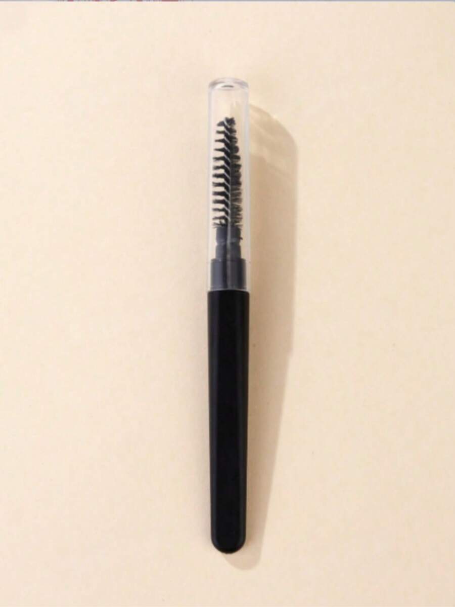 Portable Spiral Eyebrow Brush & Eyelash Comb With Dust-Proof Cap, Mini Brush For Travel Or Daily Use - Black - View 1