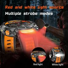 GAWSUG Rugged Smartwatch 1.7" HD 1400mAh Battery LED Flashlight Bluetooth Call Health Monitor IP68 Tactical Watch For Men Women - View 7