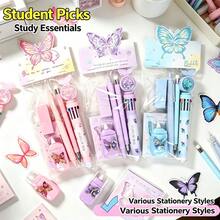 1pc Random Style & Color, Student Ins-Style Stationery Gift Box Set, Multiple Colors Available, Suitable For Student & Office Use, Teen Girl Gift, Back To School/Halloween/Christmas Essential, Randomly Sent 1pc, Not A Set, 1ste=6pcs - Multiple Styles - View 3